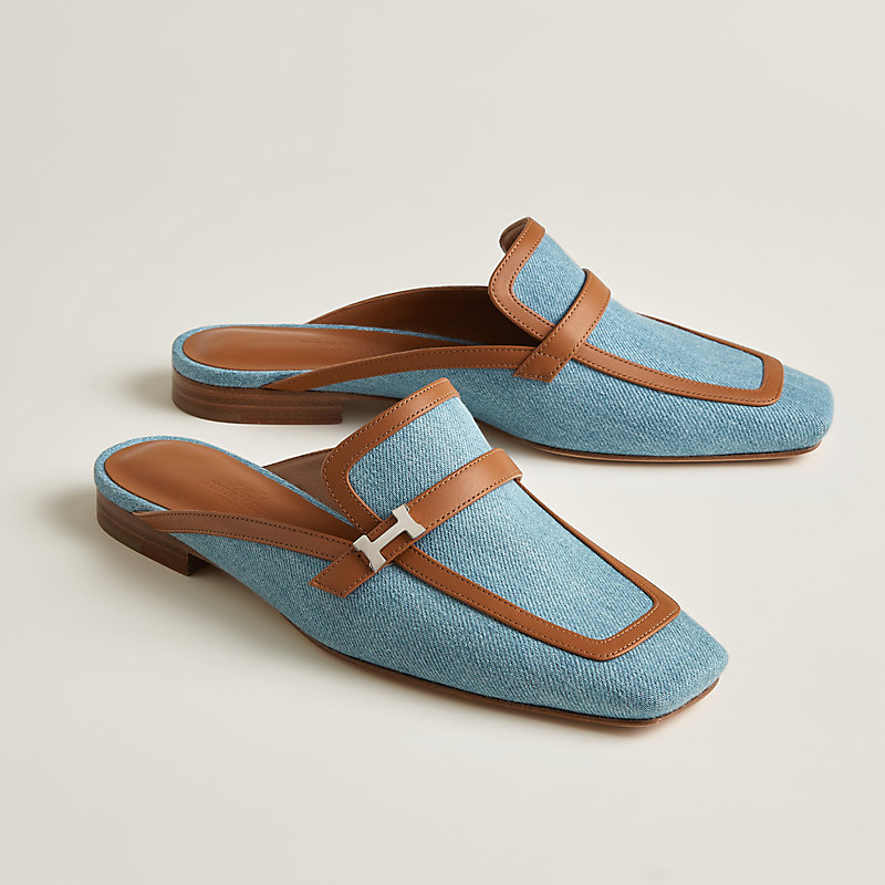  Giày Nữ Hermes Groupie Mule 'Brown Denim' 