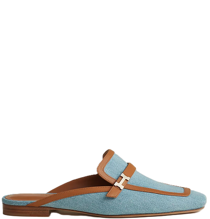  Giày Nữ Hermes Groupie Mule 'Brown Denim' 