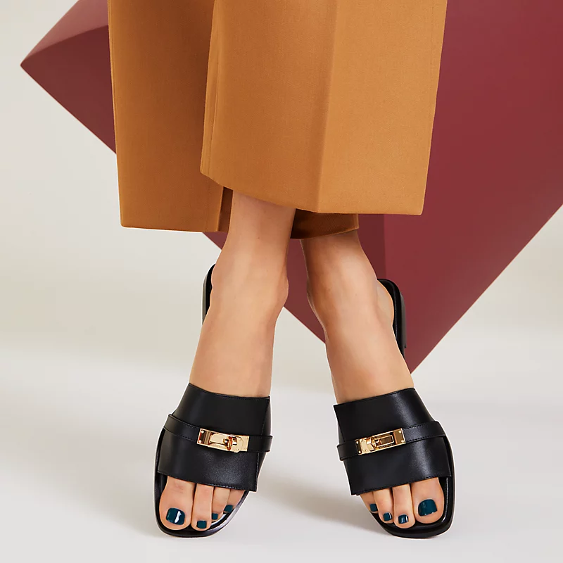  Dép Nữ Hermes Giulia Sandal 'Black' 