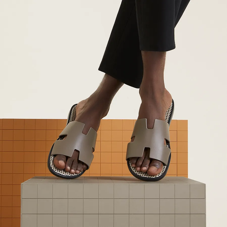  Dép Nam Hermes Izmir Étoupe Sandal 'Brown' 