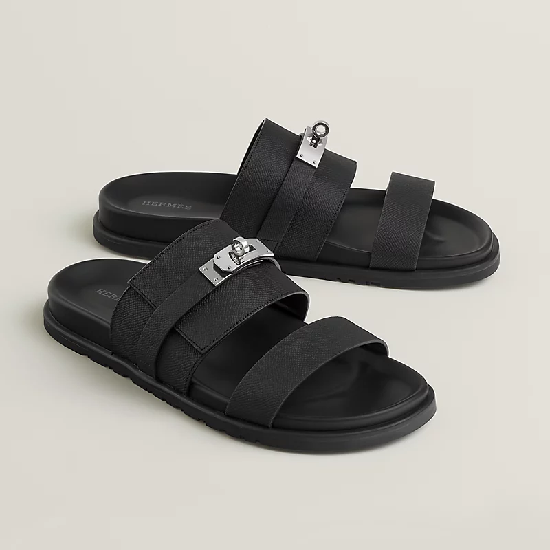 Dép Nam Hermes Jackson Sandal 'Black' 