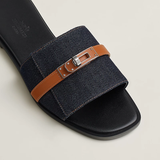  Dép Nữ Hermes Giulia Sandal 'Bleu Brut' 