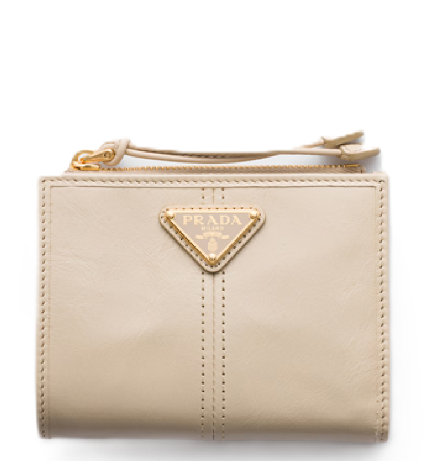  Ví Nữ Prada Small Leather Wallet 'Travertine Stone' 