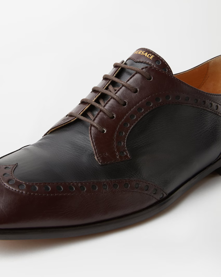  Giày Nam Versace Mick Leather Derby Shoes 'Black' 