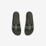  Dép Nam Burberry Check Slides 'Thicket Green' 