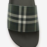  Dép Nam Burberry Check Slides 'Thicket Green' 