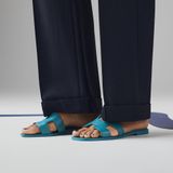  Dép Nữ Hermes Oran Sandal 'Bleu Iroise' 