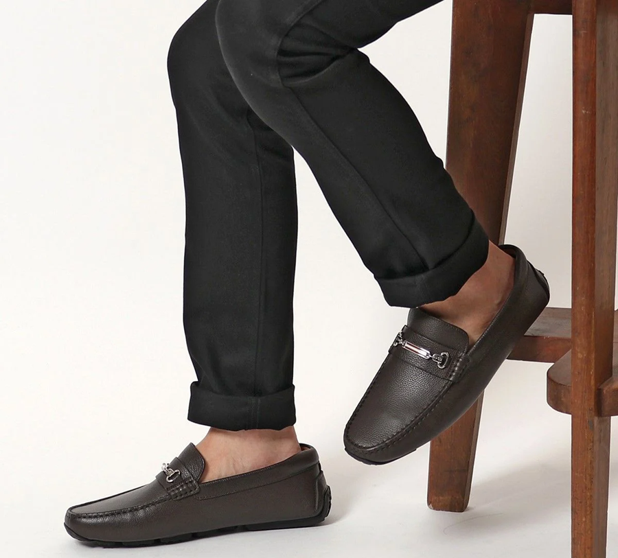  Giày Nam Bally Leather Driver Moccasin 'Black' 