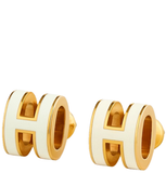  Khuyên Tai Nữ Hermes Mini Pop H 'Blanc Gold' 