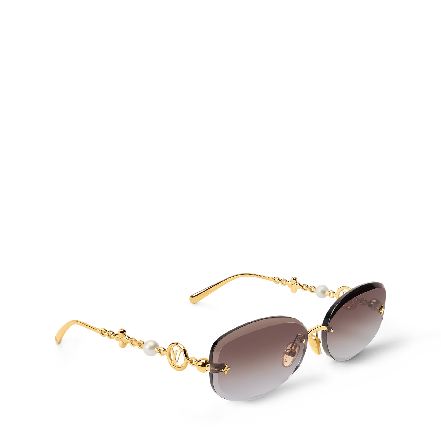  Kính Nữ Louis Vuitton LV Jewel Pearl Oval Sunglasses 'Gold' 