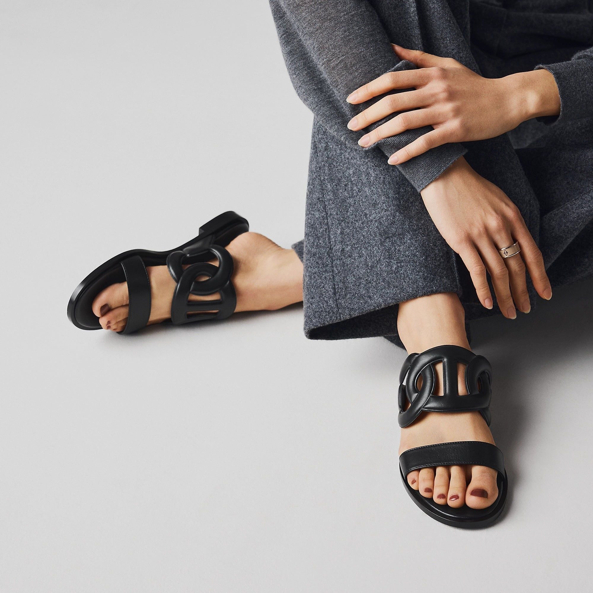 Dép Nữ Hermes Lagune Sandal 'Noir' 