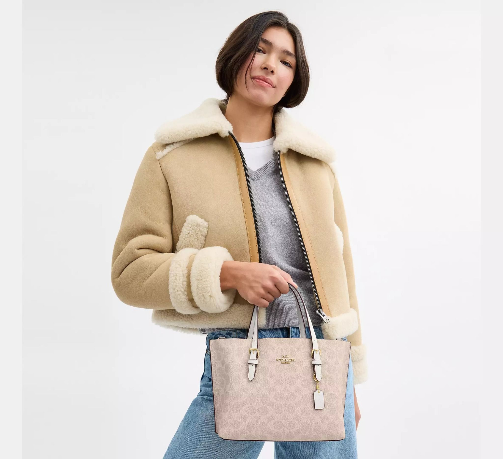  Túi Nữ Coach Mollie Tote Bag 25 'Chalk' 