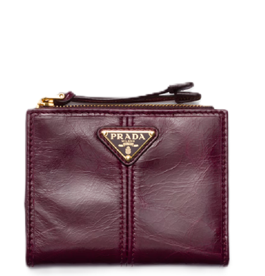  Ví Nữ Prada Small Leather Wallet 'Burgundy' 