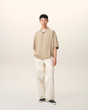  Áo Ami Paris Boxy Short Sleeve Embroidered Shirt 'Beige' 