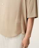  Áo Ami Paris Boxy Short Sleeve Embroidered Shirt 'Beige' 