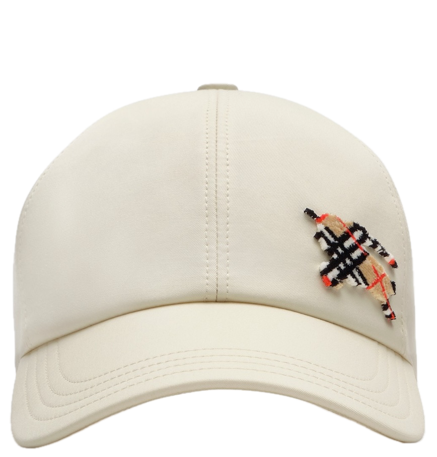  Mũ Burberry Knight Tropical Gabardine Baseball Cap 'White' 