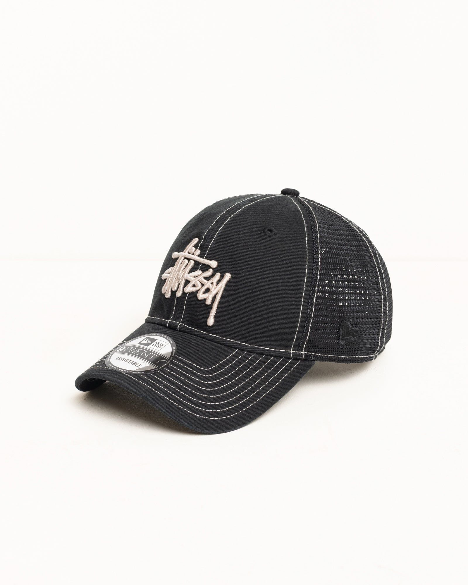  Mũ Stussy New Era 9Twenty Washed Basic Trucker 'Black' 