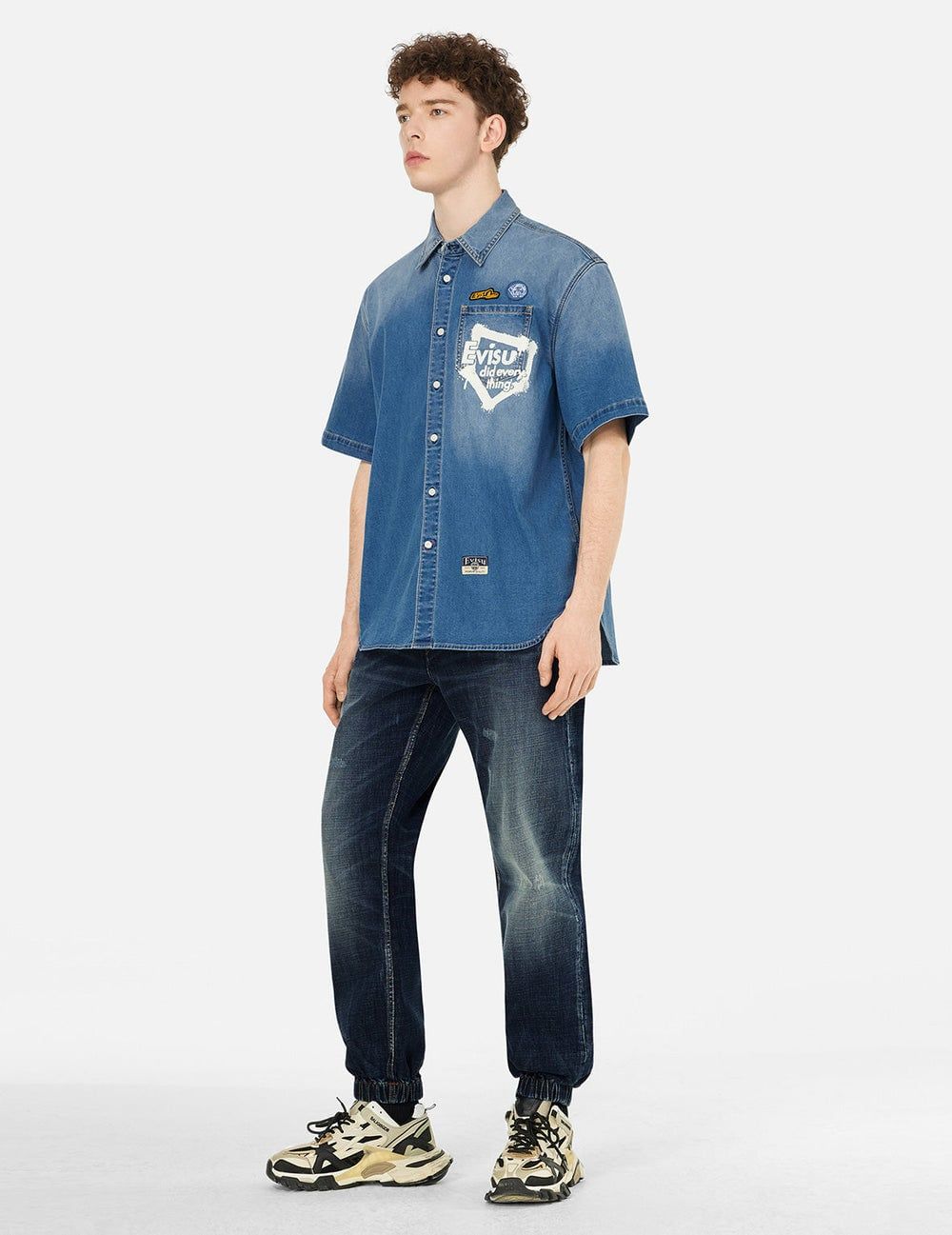  Quần Evisu Graffiti Seagull Logo Print Joggers 'Indigo' 