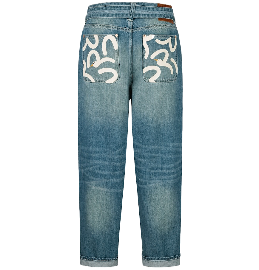  Quần Evisu Playful Seagull Print Pocket Loose 'Denim' 