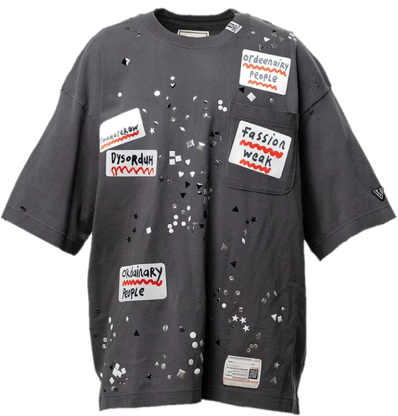  Áo Maison Mihara Yasuhiro Embellished Sticker T-shirt 'Black' 