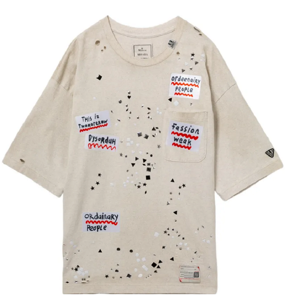  Áo Maison Mihara Yasuhiro Embellished Sticker T-shirt 'White' 