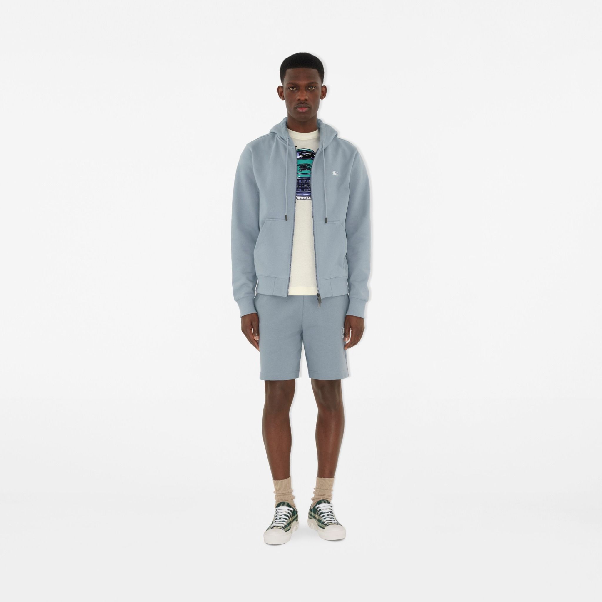  Giày Nam Burberry Check Nylon Blend Sneakers 'Leaf' 