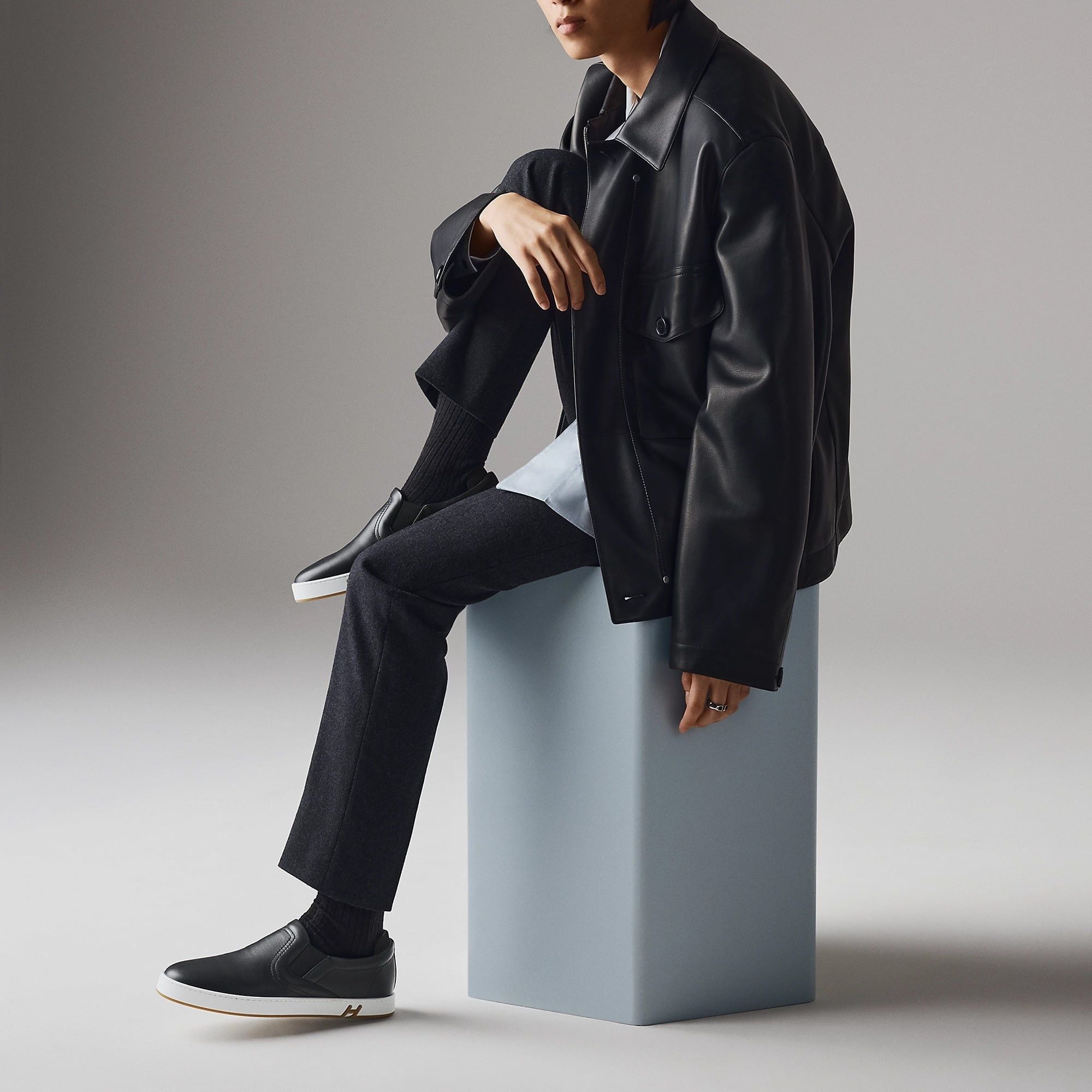  Giày Nam Hermes Lucky slip-on Sneaker 'Noir' 