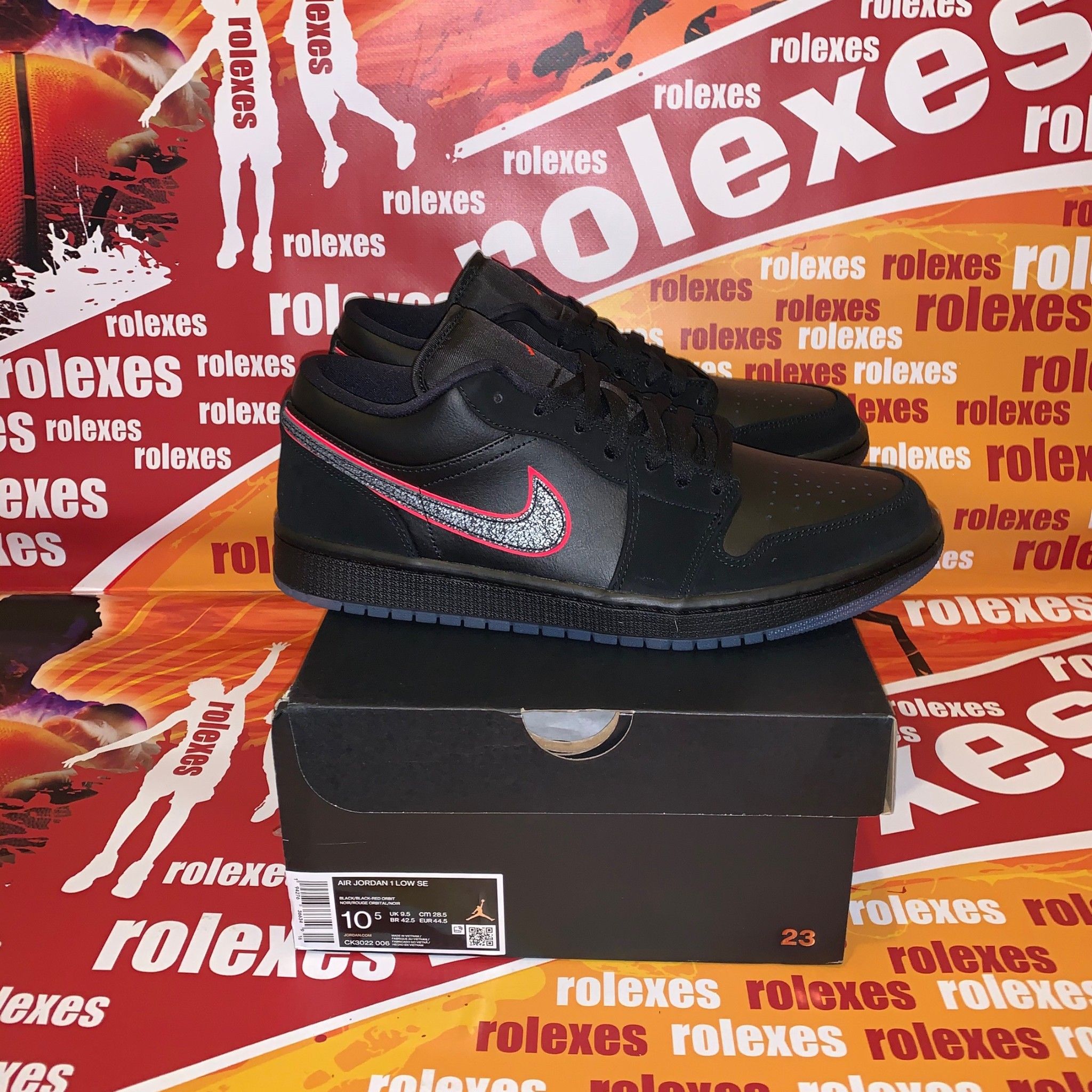  Giày Nam Nike Air Jordan 1 Low 'Black Red Orbit' 
