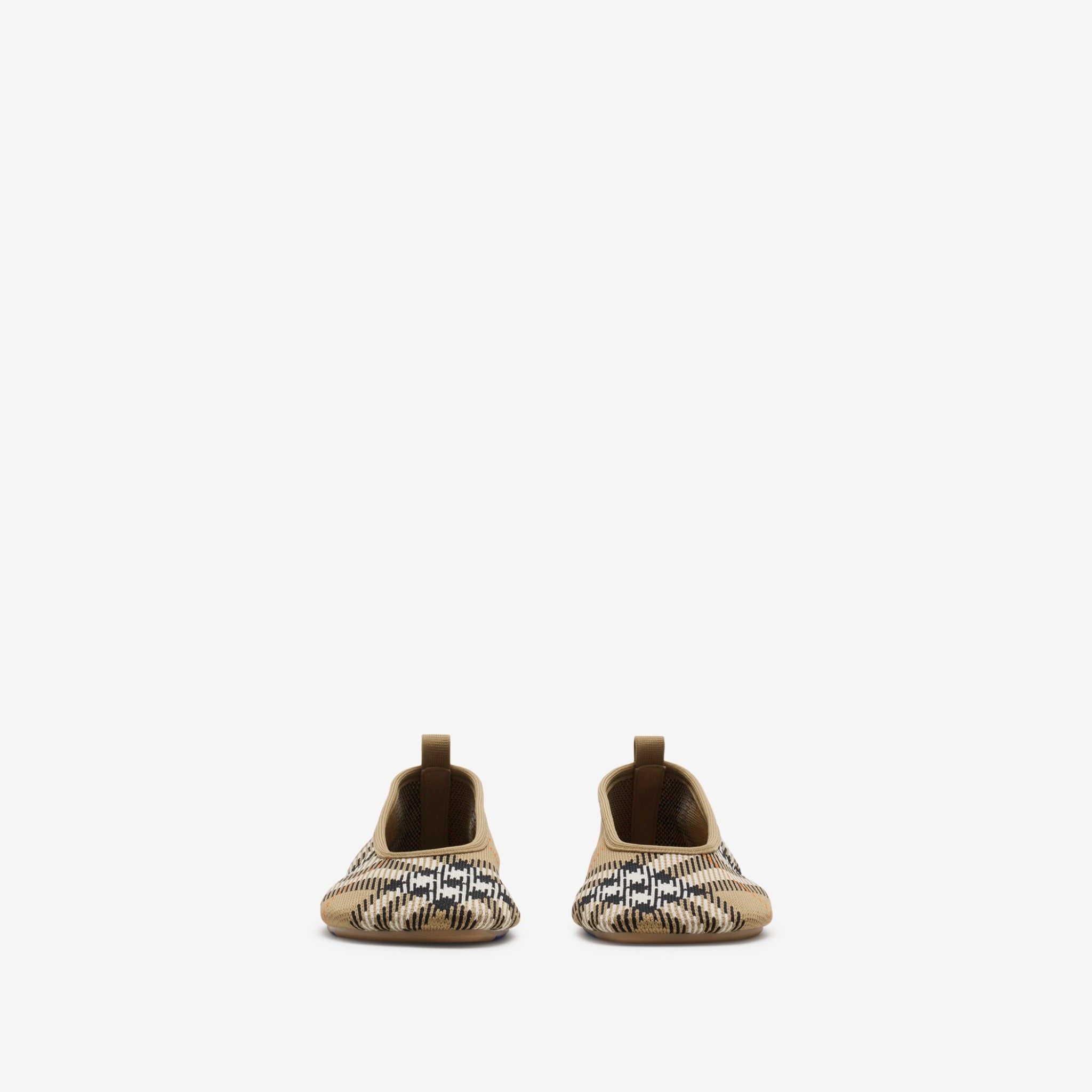  Giày Nữ Burberry Check Knit Baby Ballerinas 'Sand' 