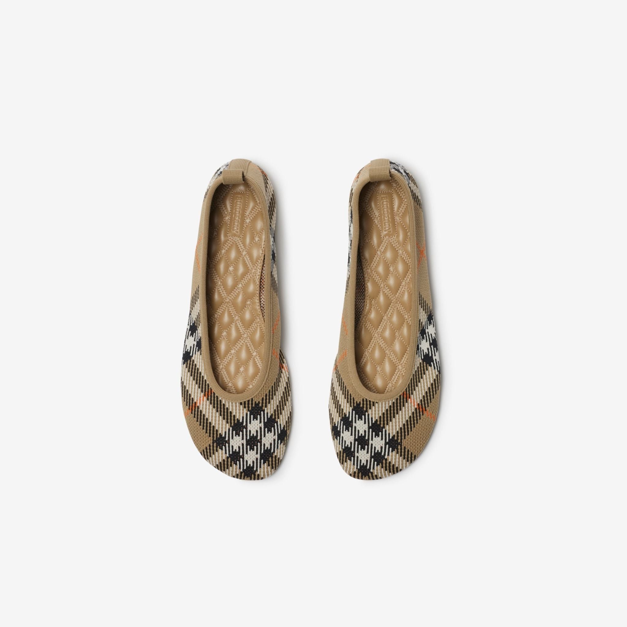  Giày Nữ Burberry Check Knit Baby Ballerinas 'Sand' 