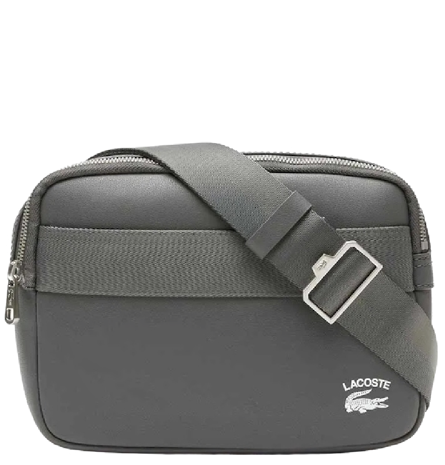  Túi Lacoste Leather Printed Messenger Bag 'Gray' 
