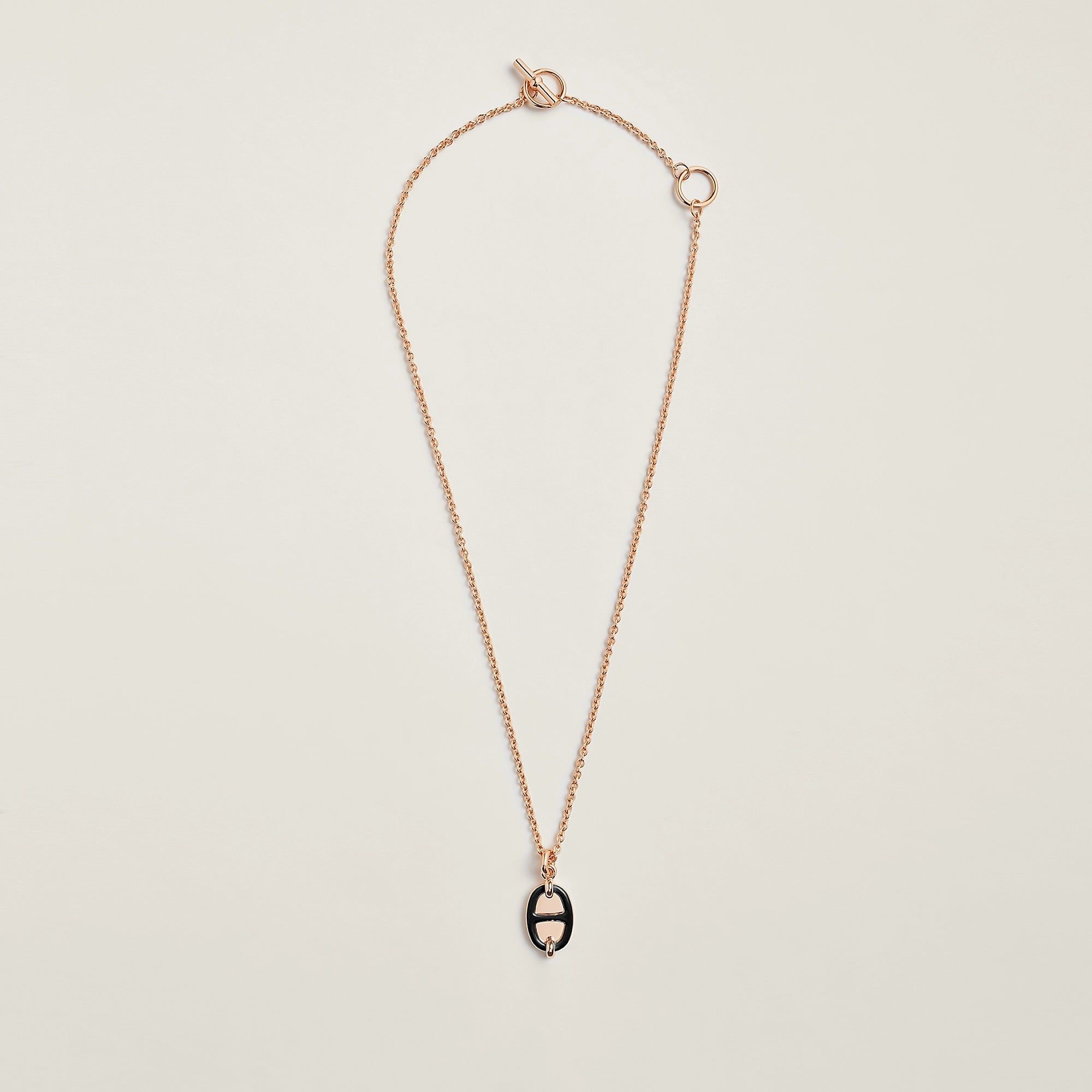  Vòng Cổ Nữ Hermes Mini Maillon 'Noir Rose Gold' 