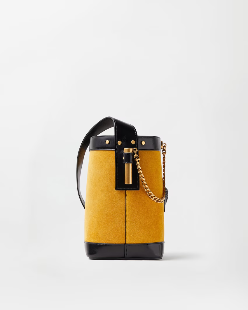  Túi Nữ Versace Pivot Small Suede Bucket Bag 'Yellow' 