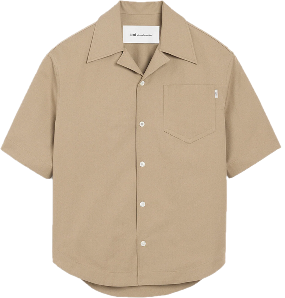  Áo Ami Camp Collar Wide Short Sleeve Shirt 'Beige' 