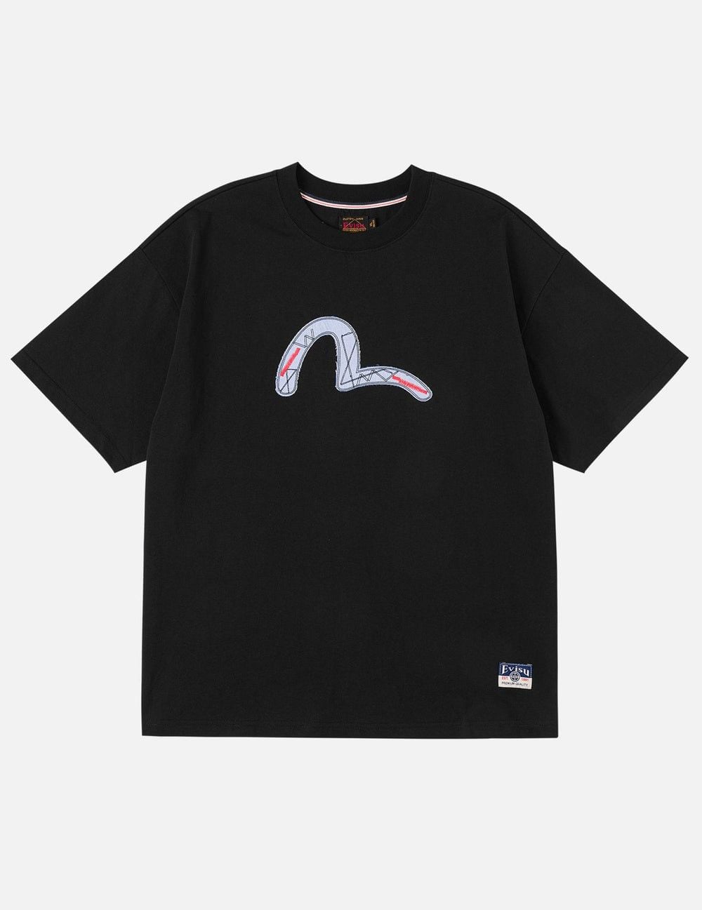  Áo Evisu Fabric Mix Patchwork Seagull T-Shirt 'Black' 