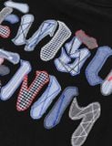  Áo Evisu Fabric Mix Patchwork Seagull T-Shirt 'Black' 