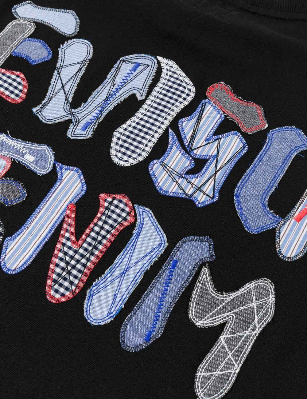  Áo Evisu Fabric Mix Patchwork Seagull T-Shirt 'Black' 