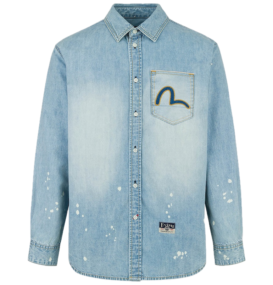  Áo Evisu Inserted Seagull Embroidery Shirt 'Indigo' 