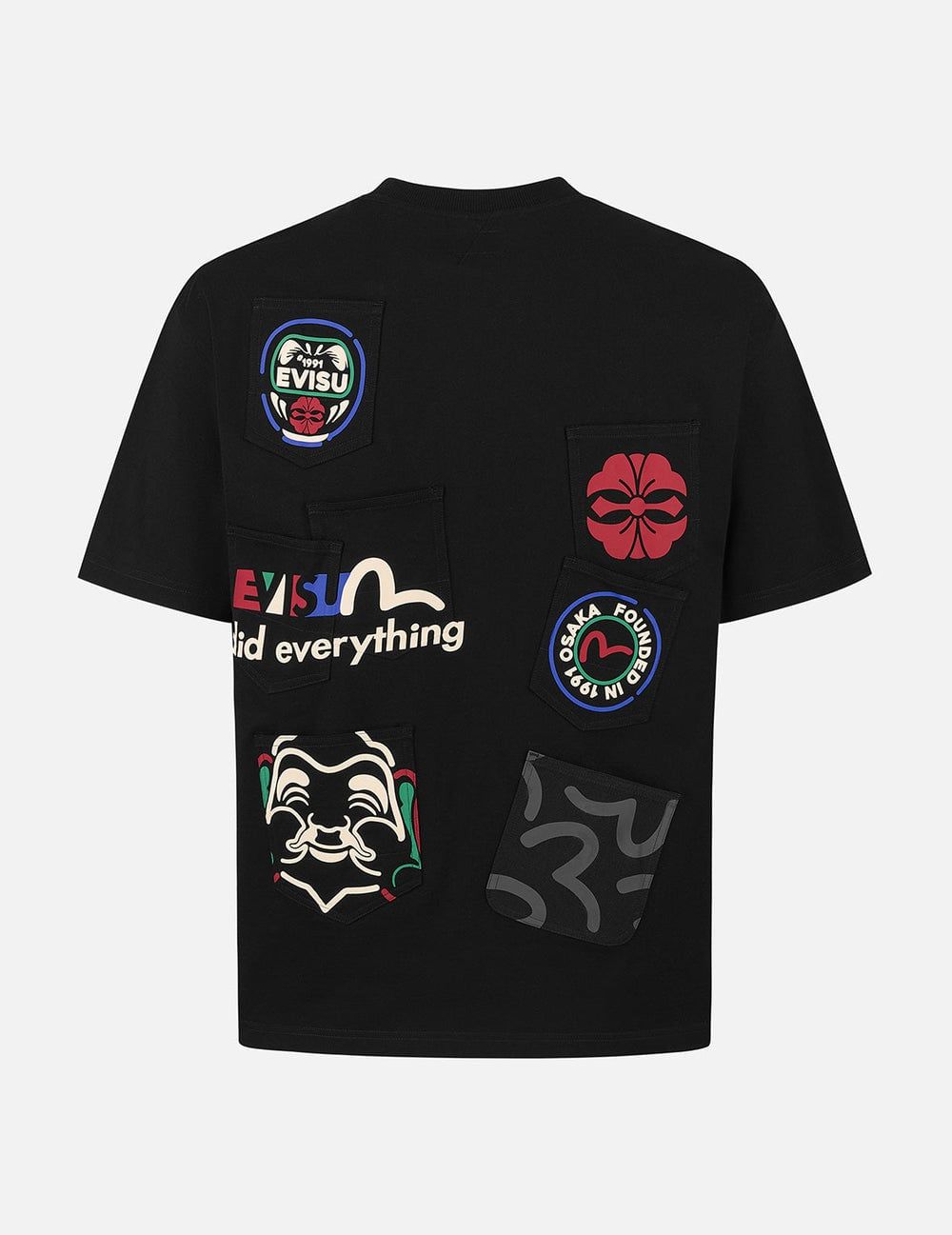  Áo Evisu Multi-Pocket and Multi-Print T-shirt 'Black' 