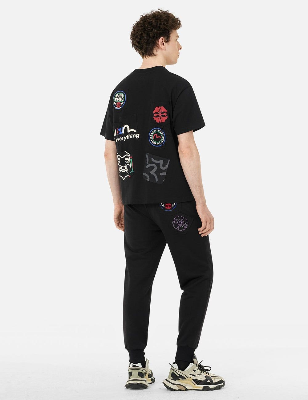  Áo Evisu Multi-Pocket and Multi-Print T-shirt 'Black' 