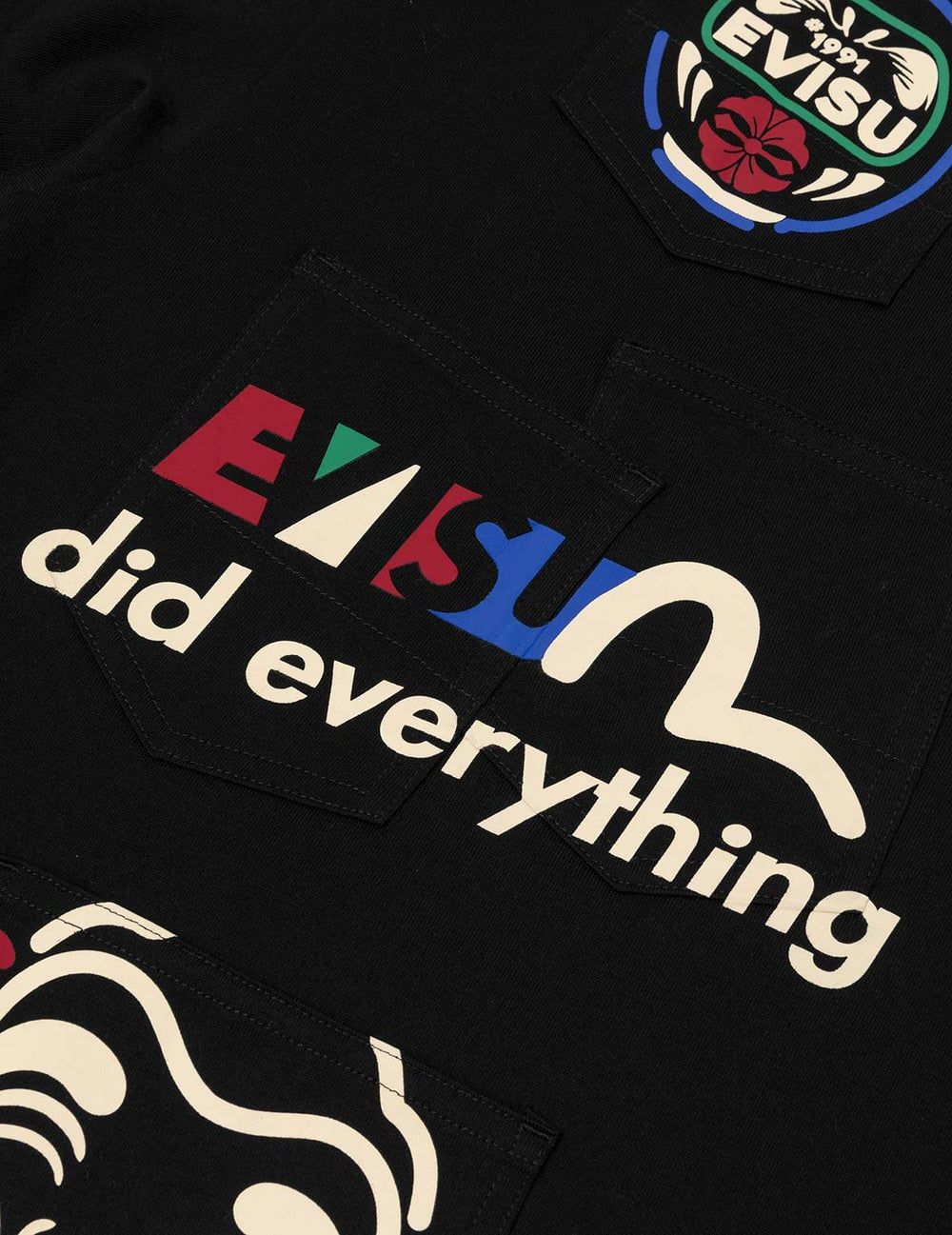  Áo Evisu Multi-Pocket and Multi-Print T-shirt 'Black' 