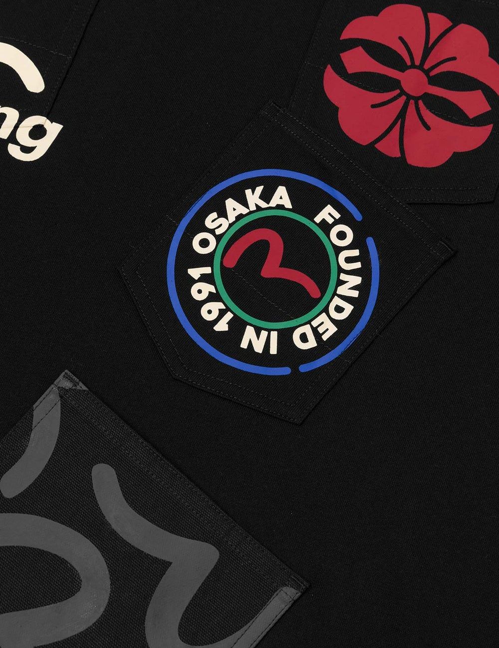  Áo Evisu Multi-Pocket and Multi-Print T-shirt 'Black' 