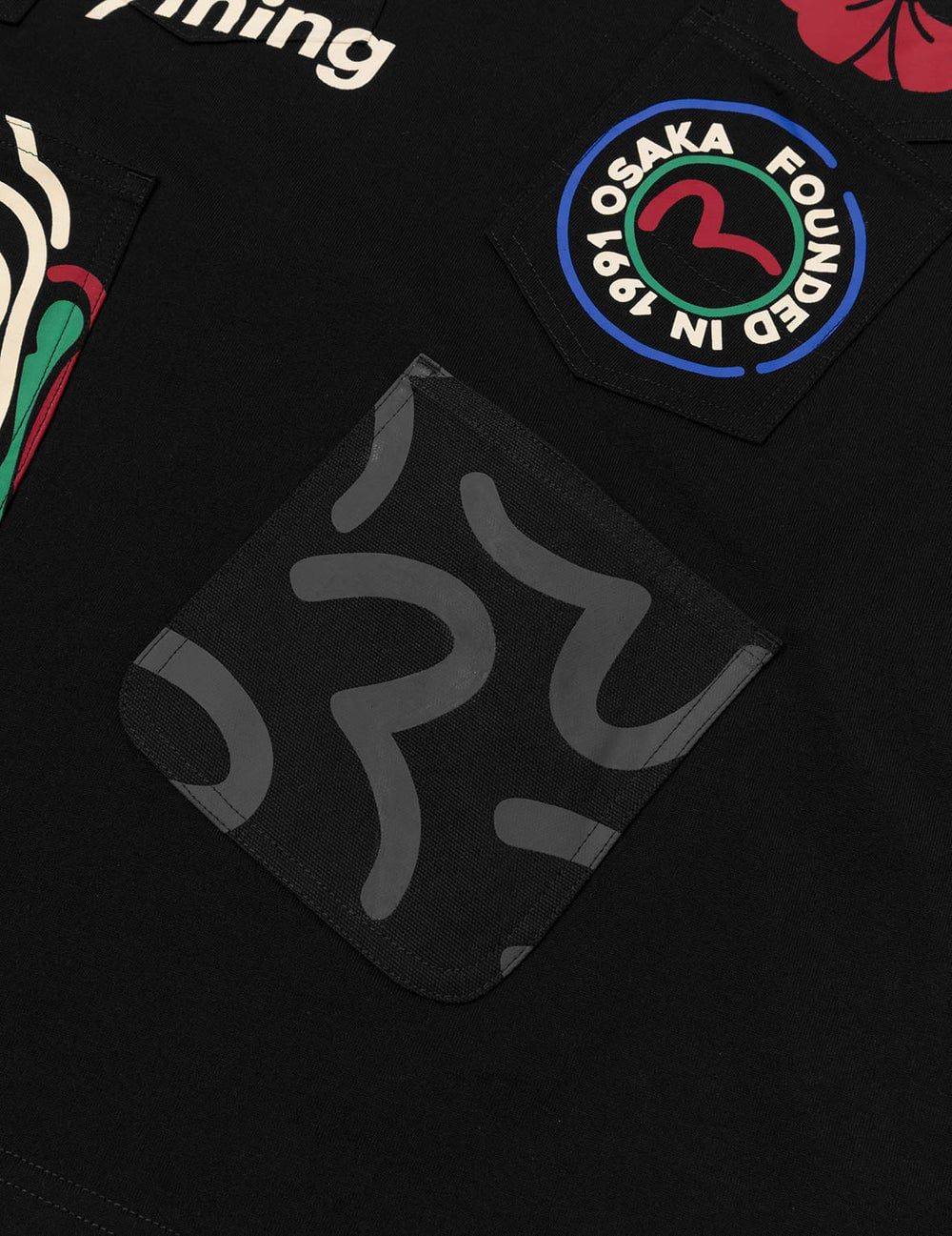  Áo Evisu Multi-Pocket and Multi-Print T-shirt 'Black' 