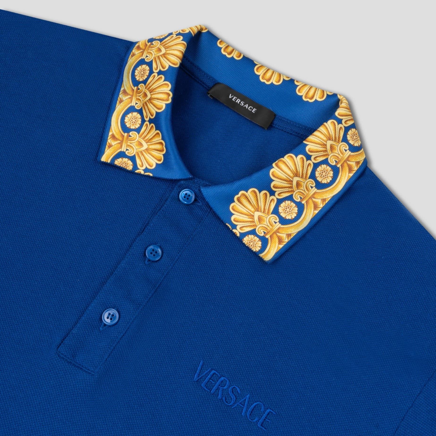  Áo Nam Versace Logo Collar Printed 'Blue' 