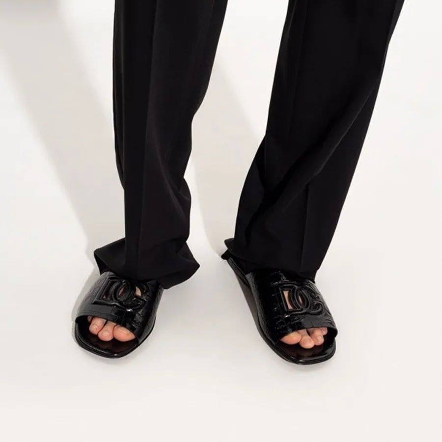  Dép Nam Dolce & Gabbana Crocodile Skin 'Black' 