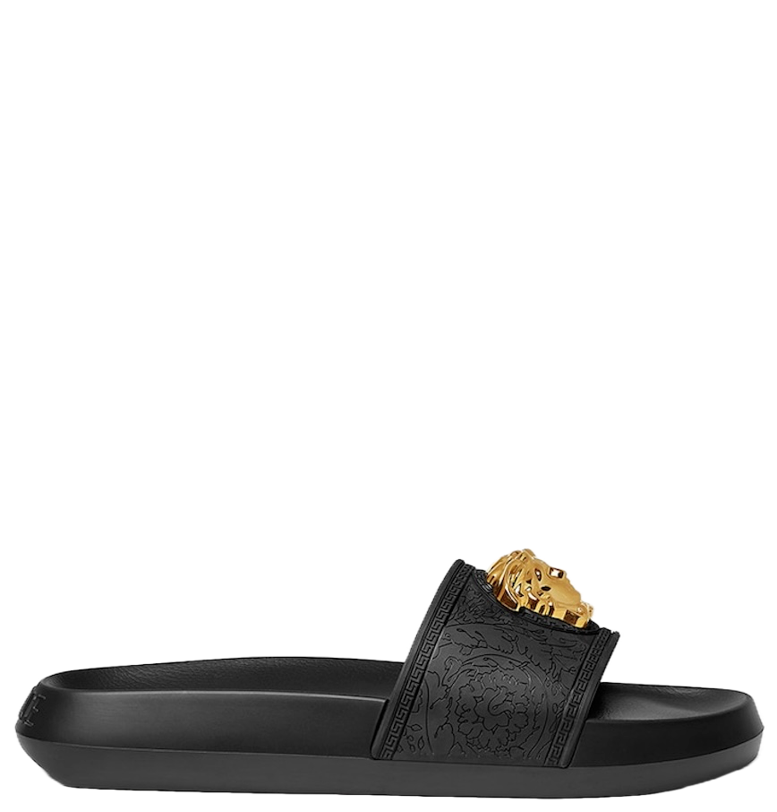  Dép Nữ Versace Palazzo Rubber Sliders 'Black' 
