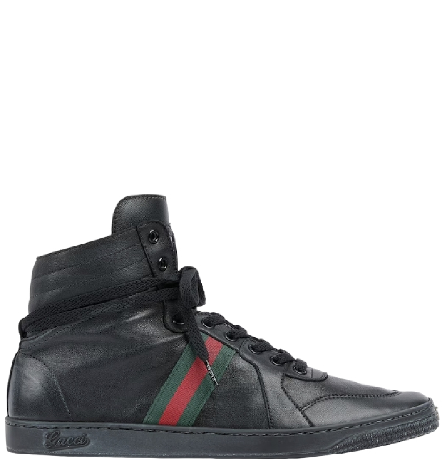  Giày Nam Gucci Stretch High-top Trainer 'Black' 