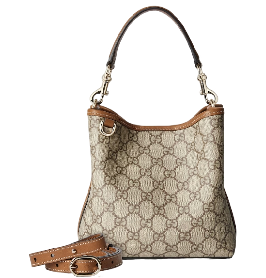  Túi Nữ ‎Gucci GG Emblem Small Bucket Bag 'Beige' 