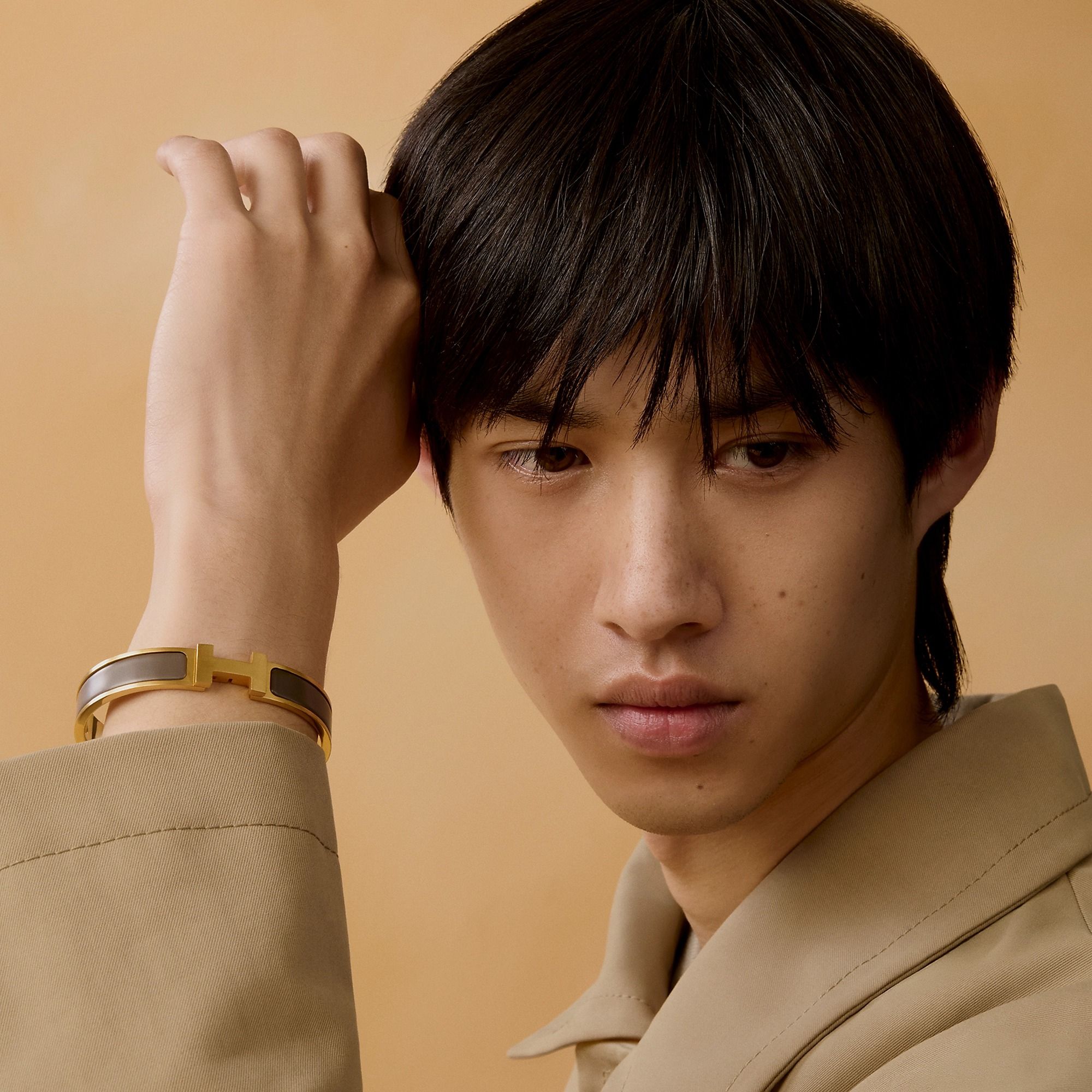  Vòng Tay Nam Hermes Clic HH 'Gris Étain Mat Gold' 