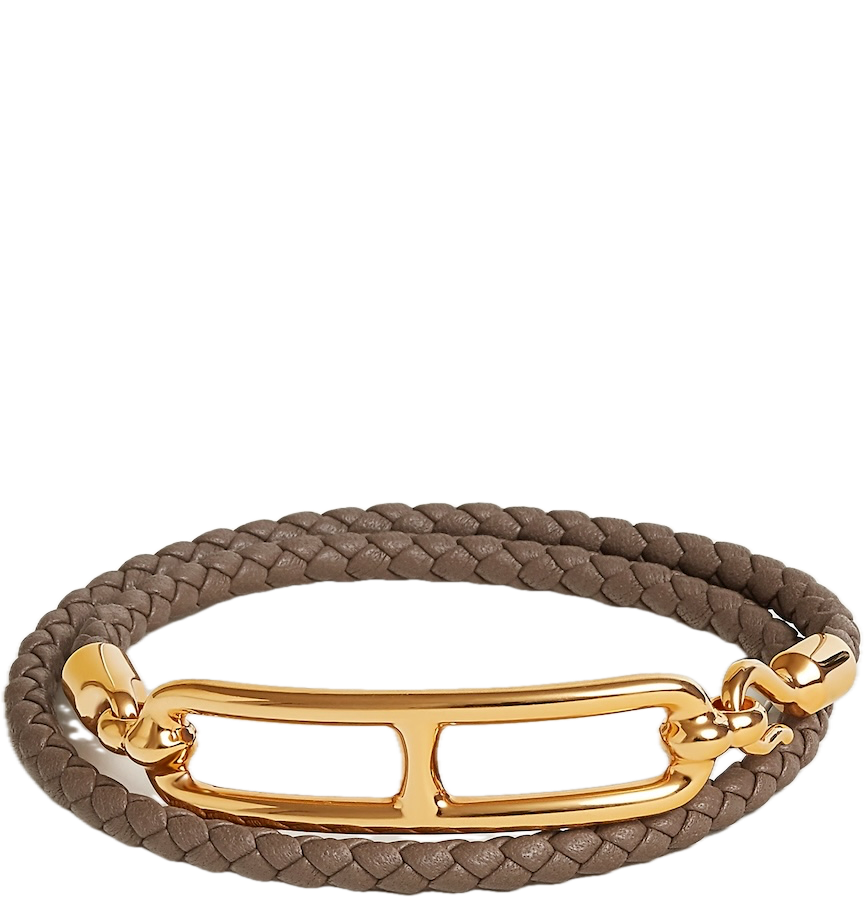  Vòng Tay Nữ Hermes Roulis Double Tour 'Étoupe Gold' 